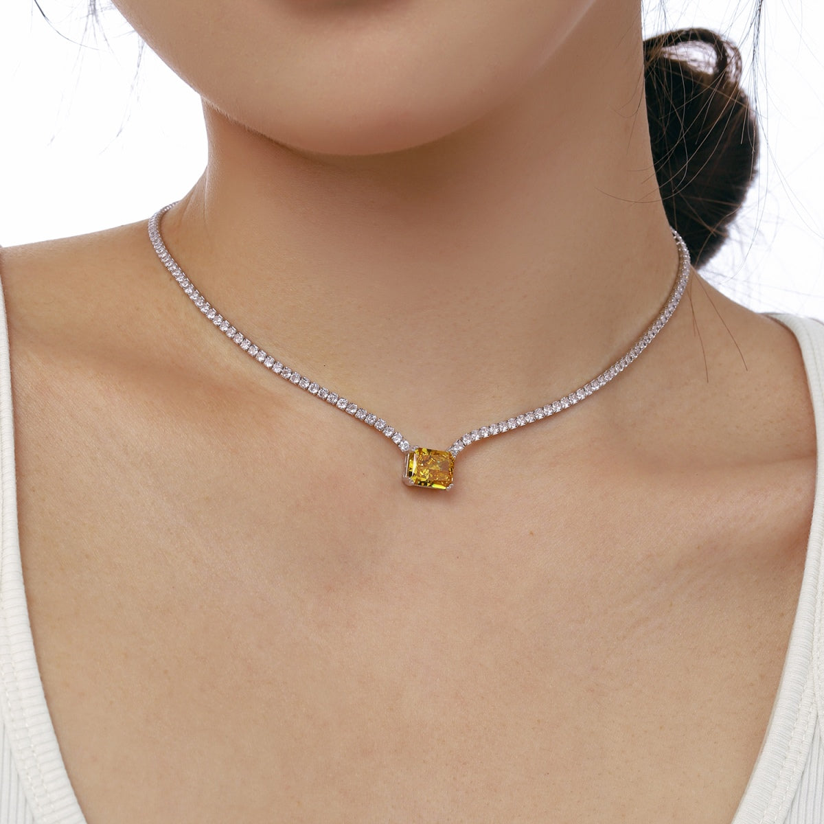 [Polaidi Jewelry]4.0 Carat Elegant Radiant Cut Necklace