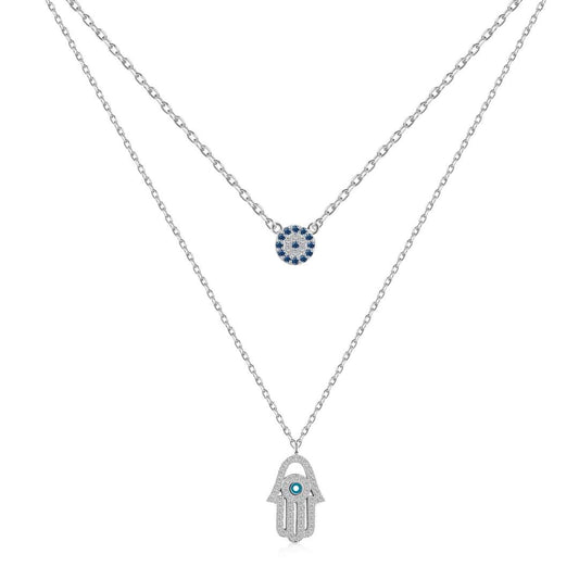 [Polaidi Jewelry]Demon Eye Hamsa Palm Necklace