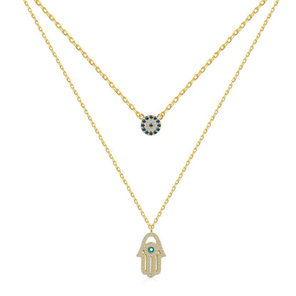 [Polaidi Jewelry]Demon Eye Hamsa Palm Necklace