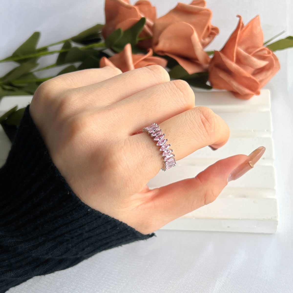 [Polaidi Jewelry]Gorgeous Marquise Cut Tennis Ring