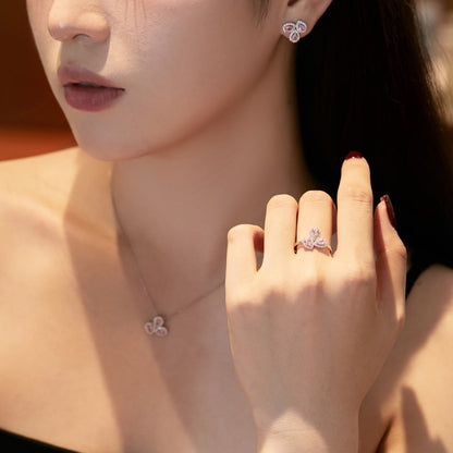 [Polaidi Jewelry]Elegant Flower Shape Pear Cut Necklace