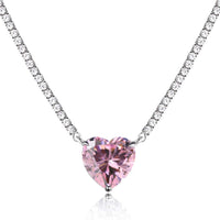 [Polaidi Jewelry ]8.0 Carat Versatile Colorful Sweet Heart-Shaped Tennis Necklace