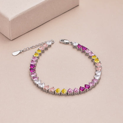 [Polaidi Jewelry]Luxurious Colorful Romantic Heart Shape Lover Bracelet