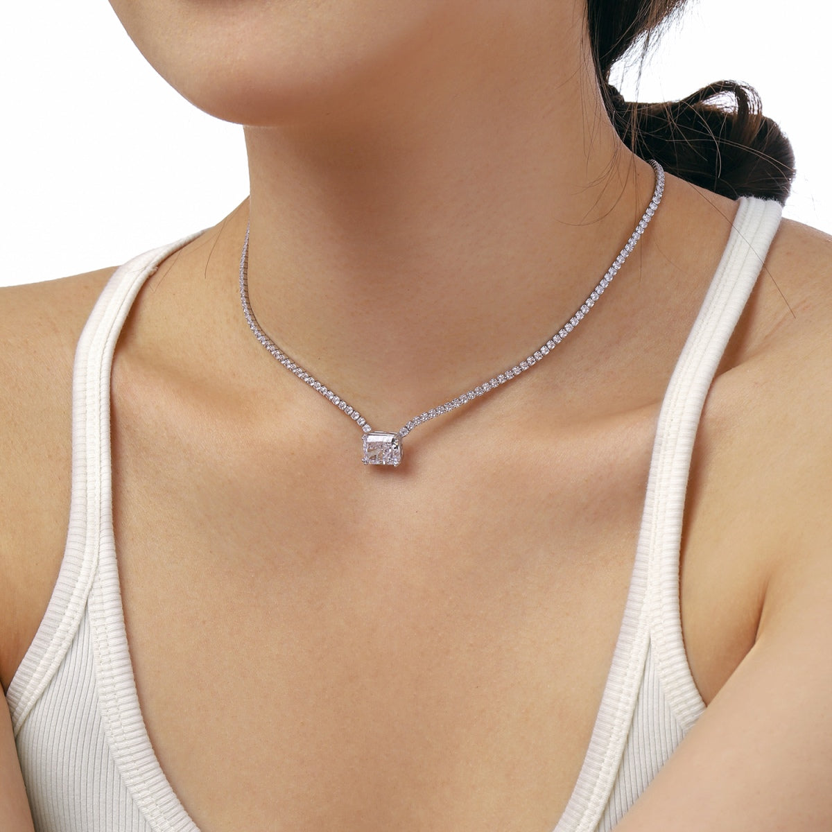[Polaidi Jewelry]4.0 Carat Elegant Radiant Cut Necklace