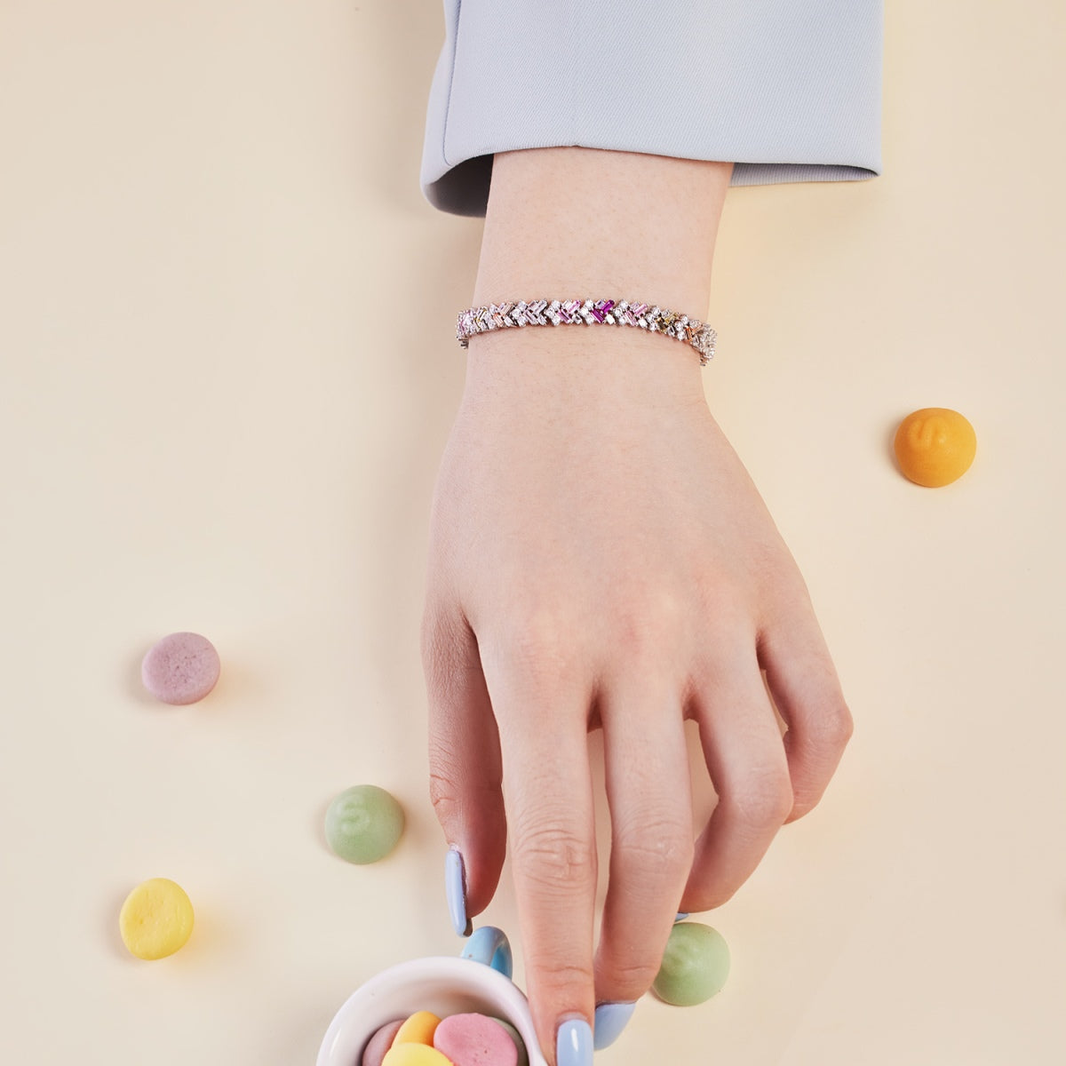 [Polaidi Jewelry]Dazzling Unique Multi Shape Daily Bracelet