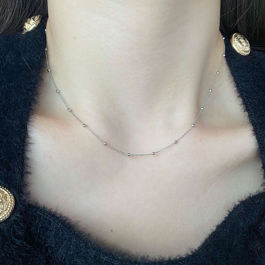 [Polaidi Jewelry]Small Bead Clavicle Chain Simple Necklace