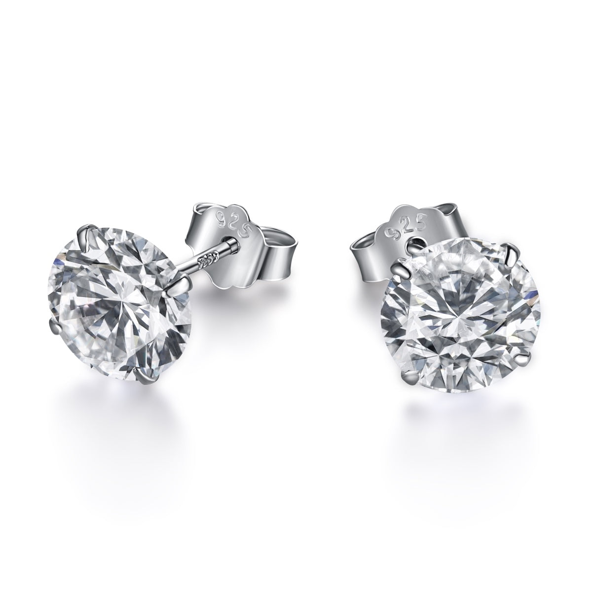 [Polaidi Jewelry]Stylish Shiny Round Center Stone Stud Earrings