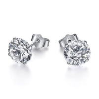 [Polaidi Jewelry ]Stylish Shiny Round Center Stone Stud Earrings