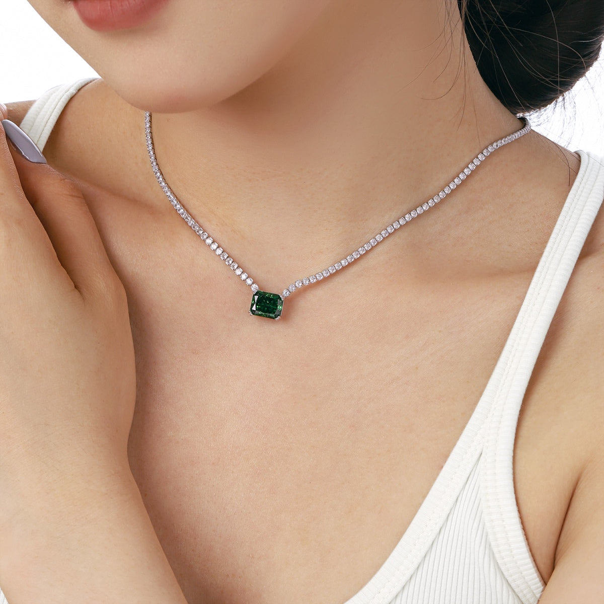 [Polaidi Jewelry]4.0 Carat Elegant Radiant Cut Necklace