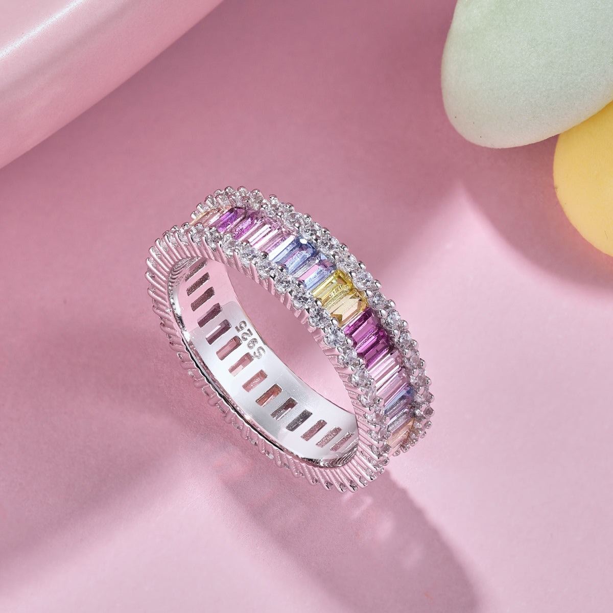 [Polaidi Jewelry]Dainty Kaleidoscopic Emerald Cut Daily Ring