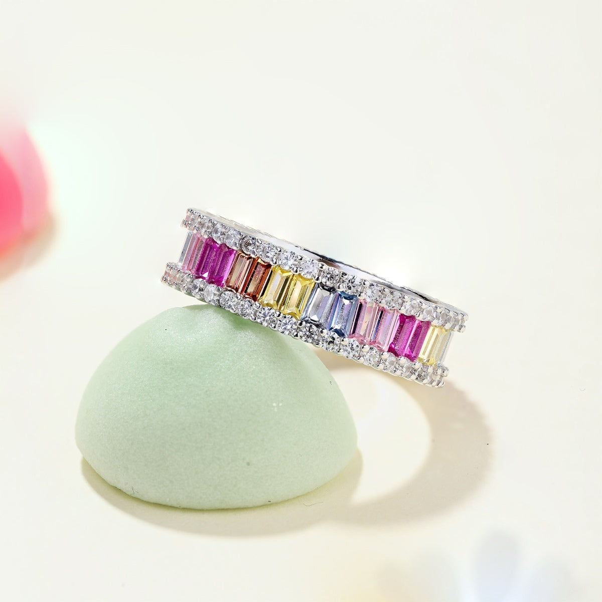 [Polaidi Jewelry]Dainty Kaleidoscopic Emerald Cut Daily Ring