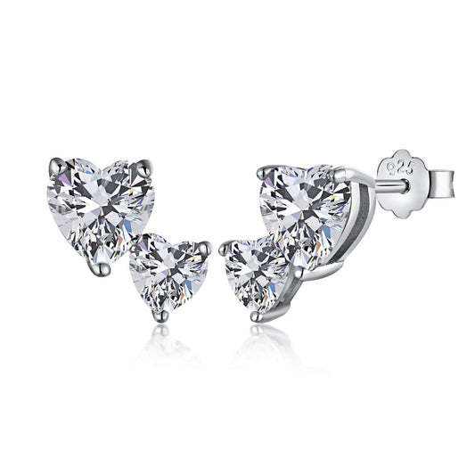 [Polaidi Jewelry]Double Heart-Shape Classic Princess Style Earrings