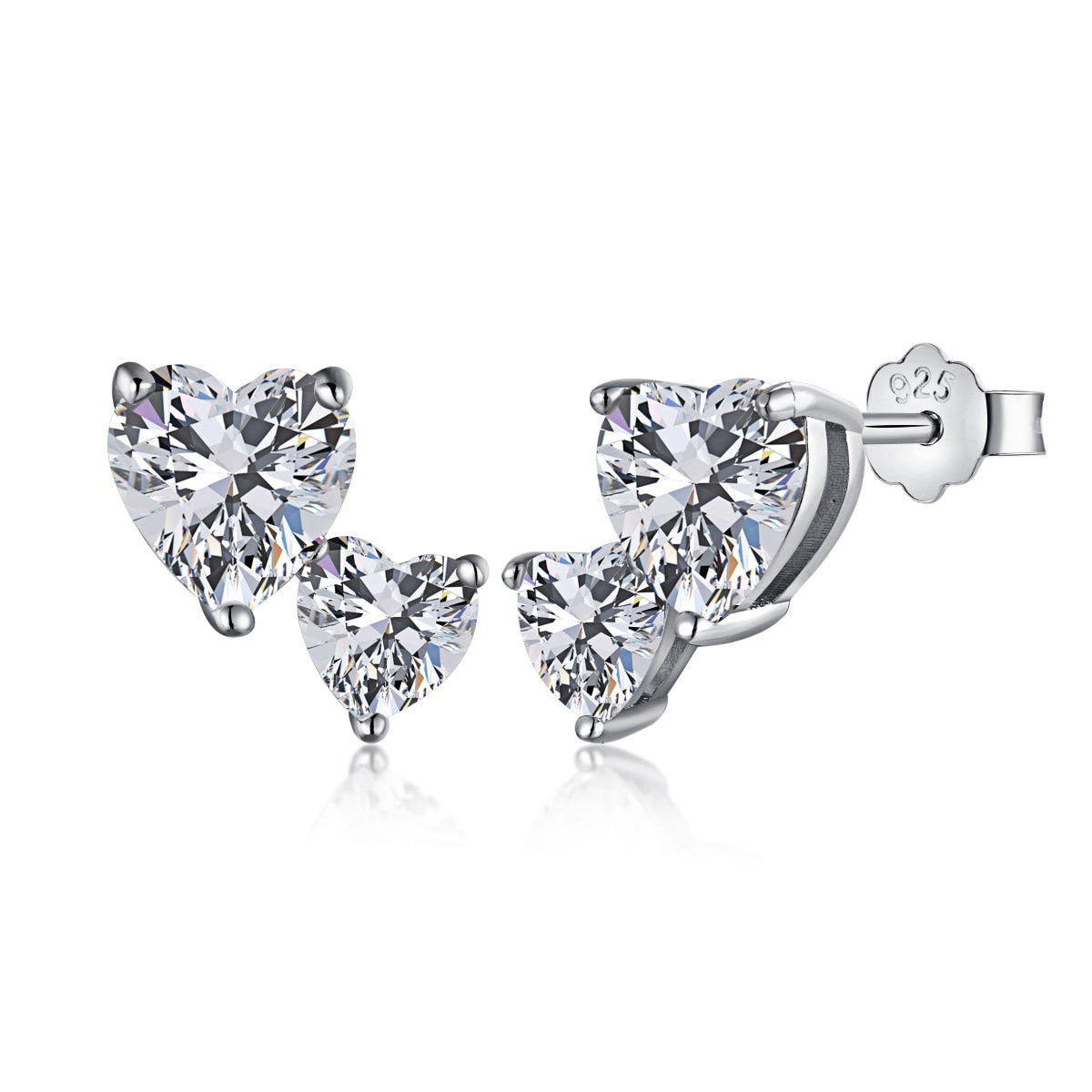 [Polaidi Jewelry]Double Heart-Shape Classic Princess Style Earrings