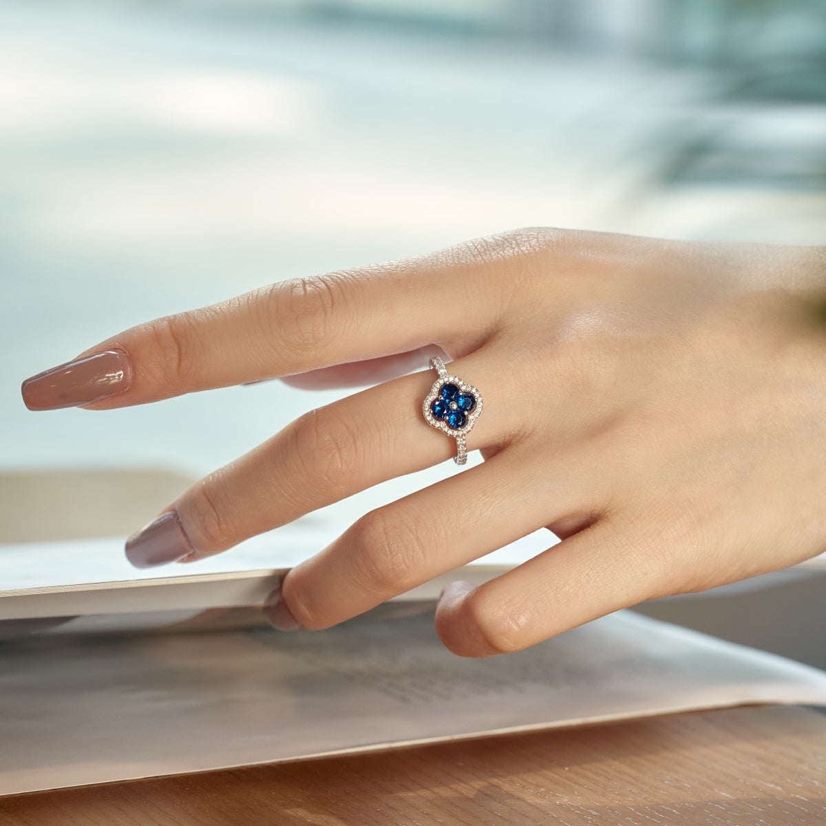 [Polaidi Jewelry]Four Leaf Clover Flower Design Ring