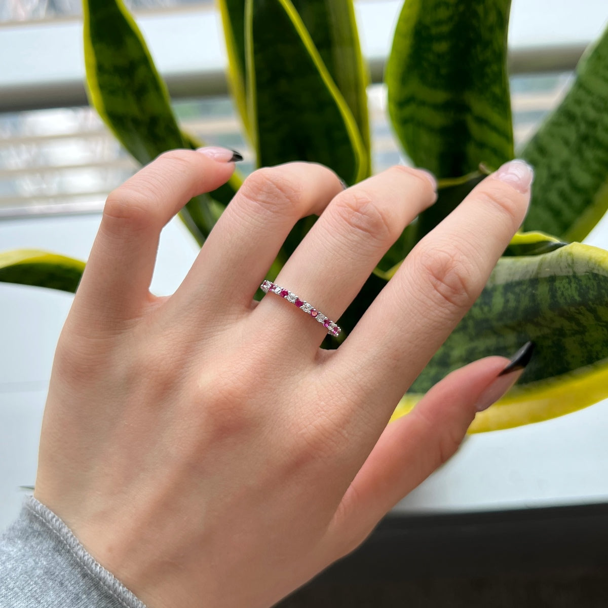 [Polaidi Jewelry]Exquisite Colorful Round Cut Tennis Ring