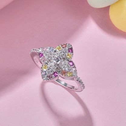 [Polaidi Jewelry]Luxurious Colorful Flower Shape Banquet Ring