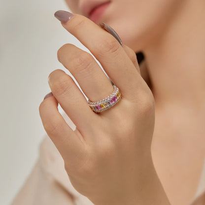 [Polaidi Jewelry]Dainty Colorful Radiant Cut Daily Ring