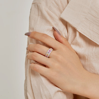 [Polaidi Jewelry]Dainty Colorful Radiant Cut Daily Ring