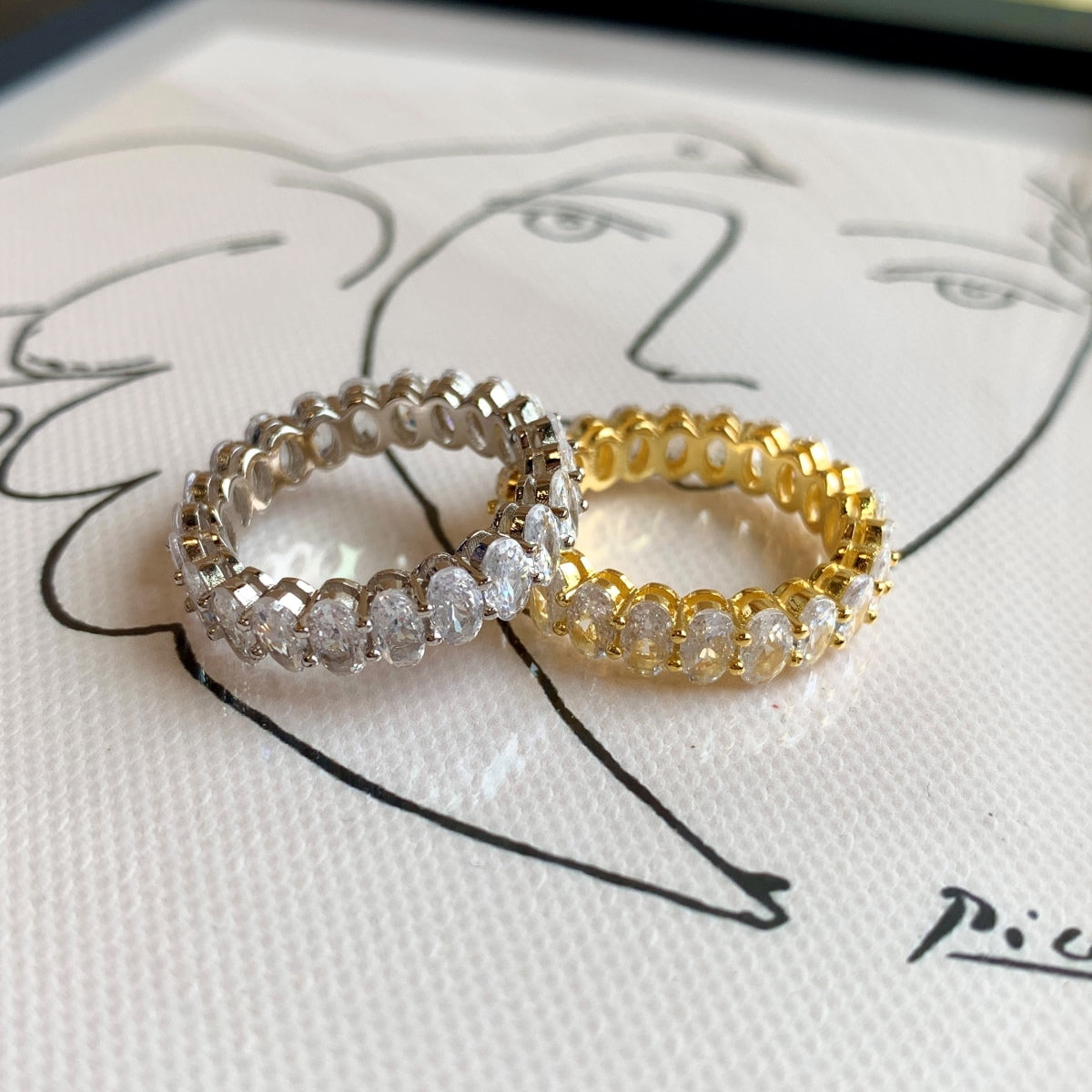 [Polaidi Jewelry]Ornate Oval Cut Tennis Ring
