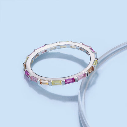 [Polaidi Jewelry]Exquisite Multicolored Emerald Cut Daily Ring