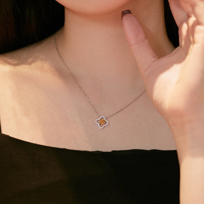 [Polaidi Jewelry]Exquisite Flower Shape Princess Cut Necklace