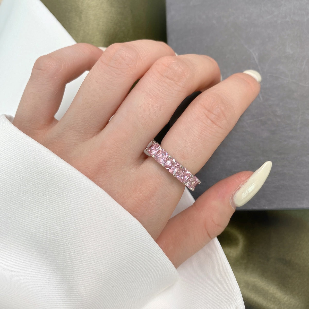 [Polaidi Jewelry]Elegant Princess Cut Tennis Ring