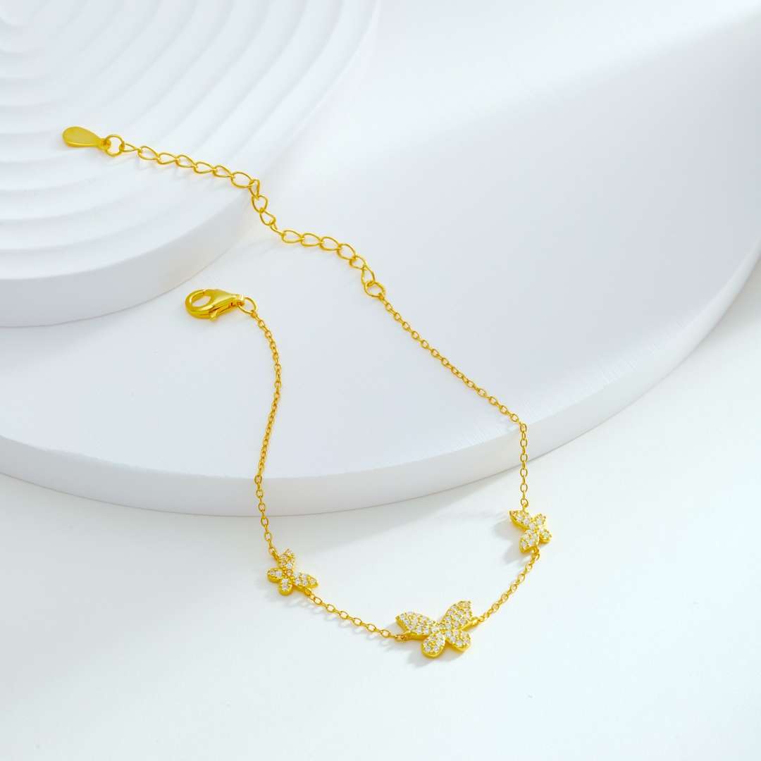 [Polaidi Jewelry]Delicate Butterfly Pendant Bracelet