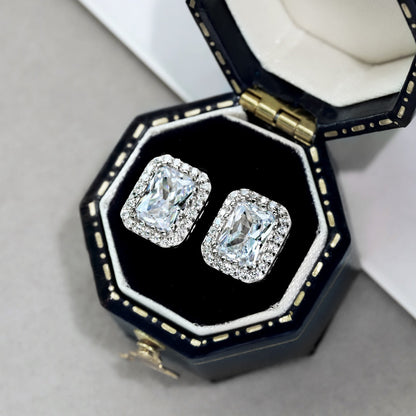 [Polaidi Jewelry]1.0 Carat Luxurious Dainty Emerald Cut Daily Earrings
