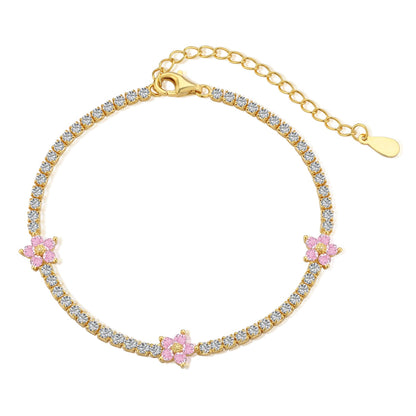 [Polaidi Jewelry]Sparkling Flower Shape Tennis Bracelet
