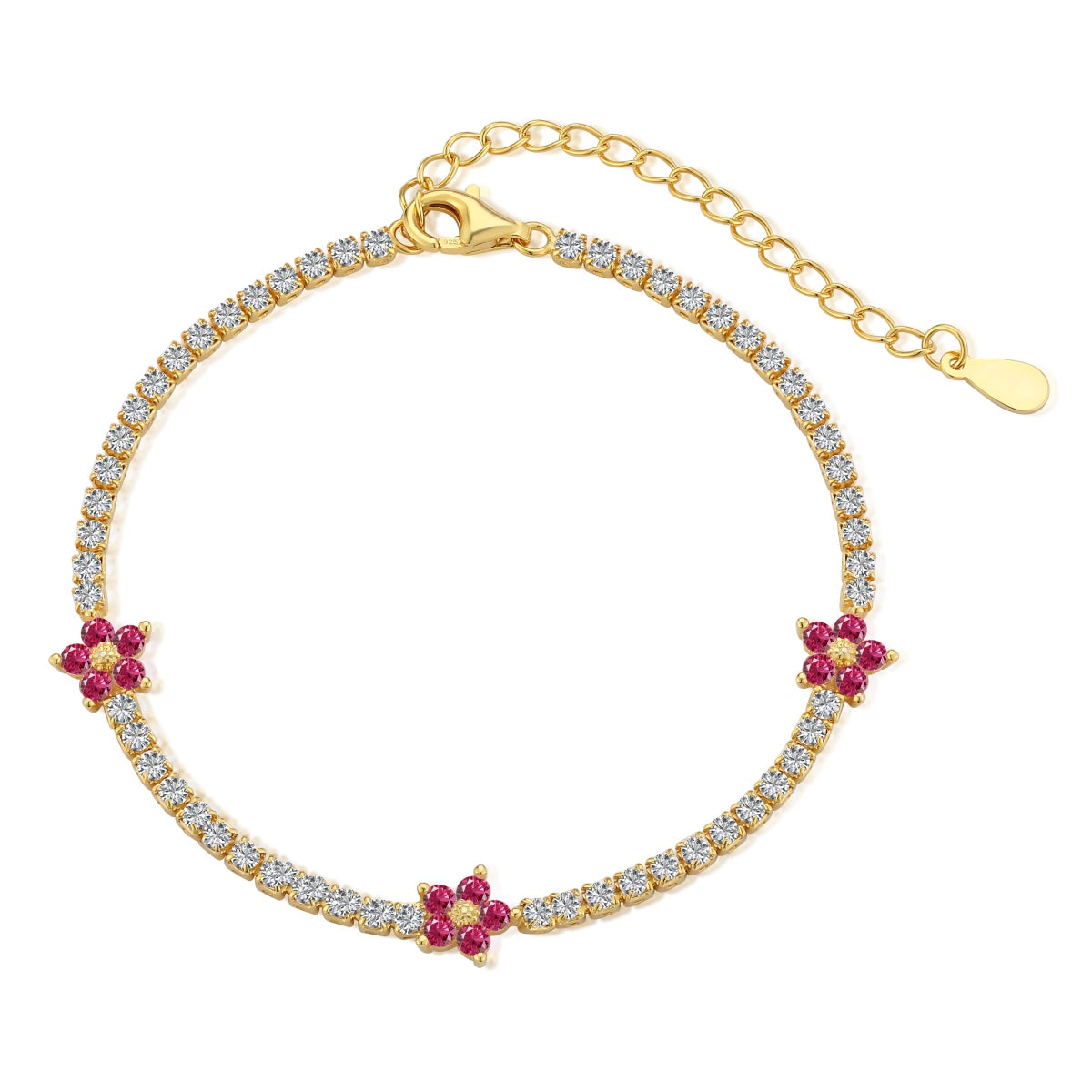 [Polaidi Jewelry]Sparkling Flower Shape Tennis Bracelet