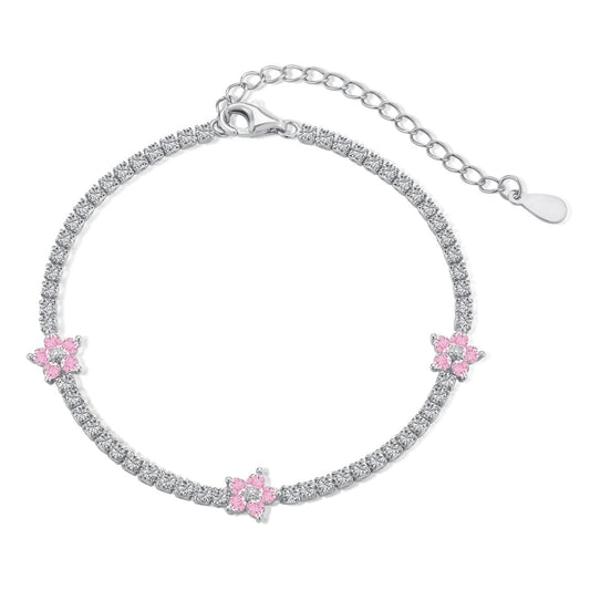 [Polaidi Jewelry]Sparkling Flower Shape Tennis Bracelet