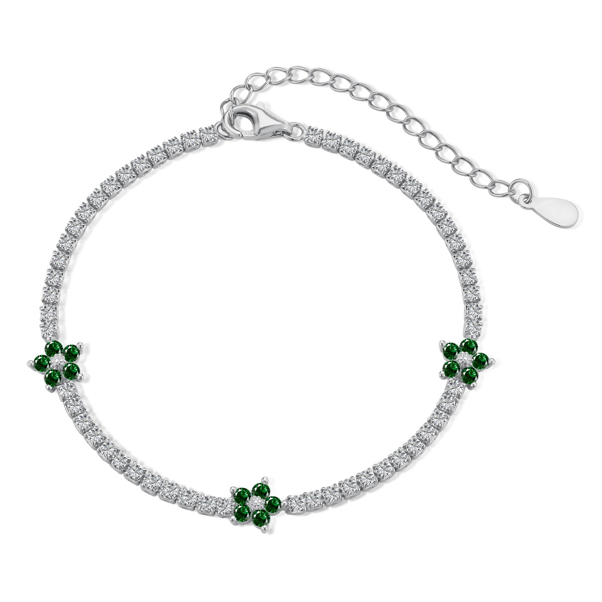 [Polaidi Jewelry]Sparkling Flower Shape Tennis Bracelet