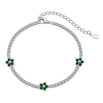 [Polaidi Jewelry]Sparkling Flower Shape Tennis Bracelet