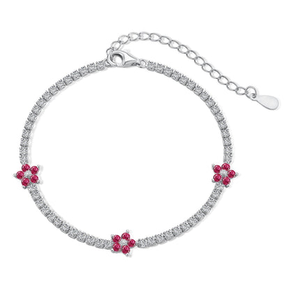 [Polaidi Jewelry]Sparkling Flower Shape Tennis Bracelet
