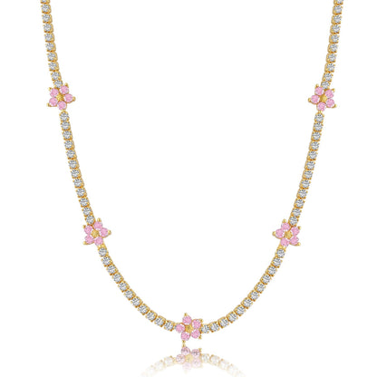 [Polaidi Jewelry]Luxurious Colorful Flower Tennis Necklace
