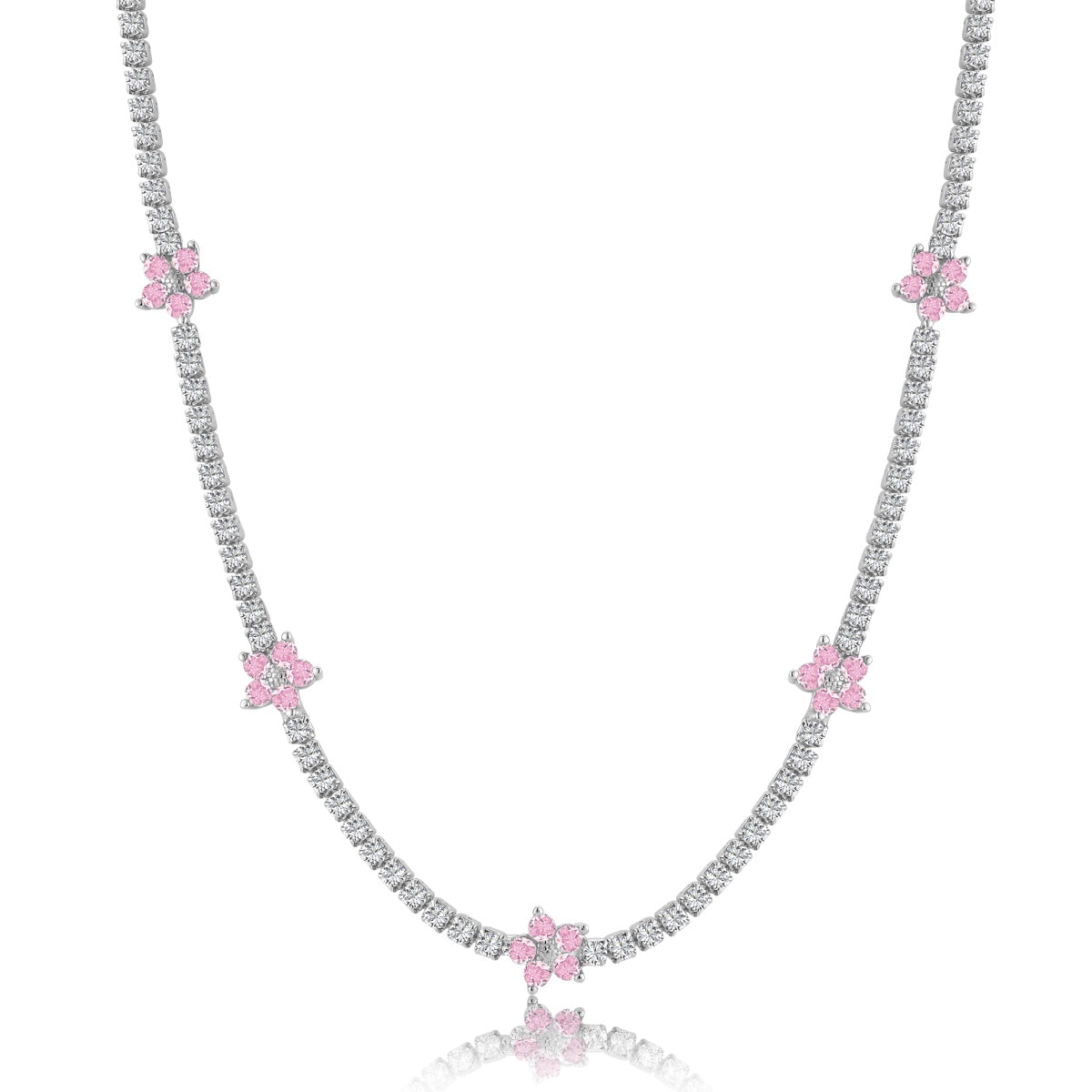 [Polaidi Jewelry]Luxurious Colorful Flower Tennis Necklace