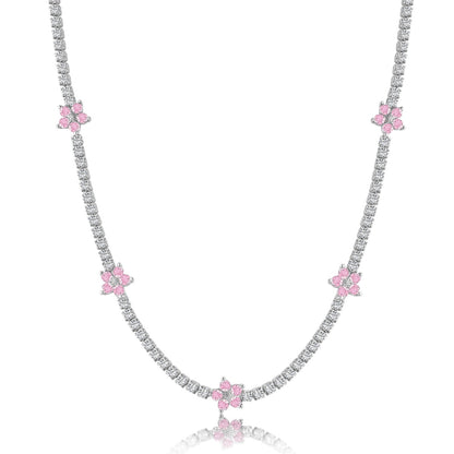 [Polaidi Jewelry]Luxurious Colorful Flower Tennis Necklace