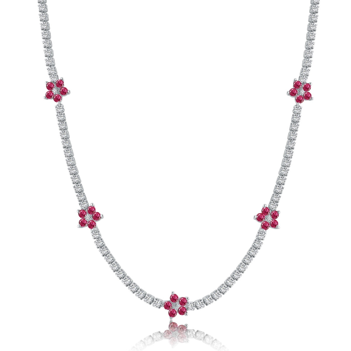 [Polaidi Jewelry]Luxurious Colorful Flower Tennis Necklace