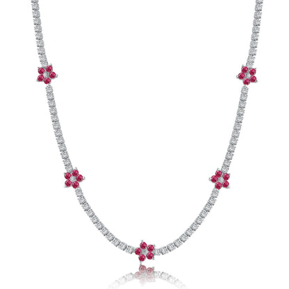 [Polaidi Jewelry]Luxurious Colorful Flower Tennis Necklace