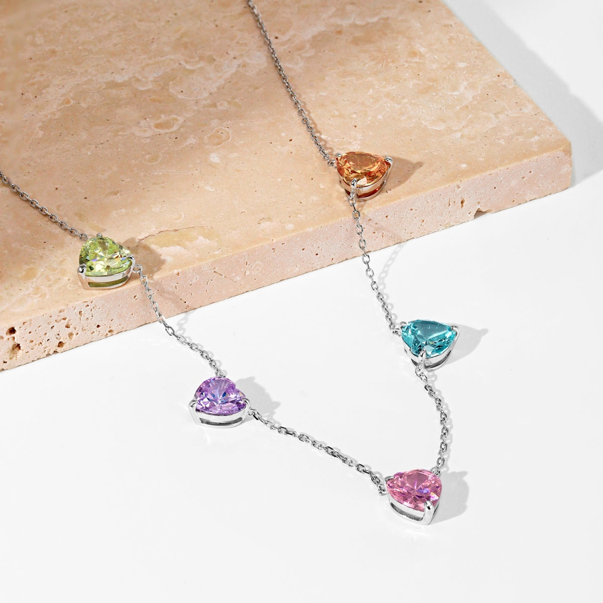 [Polaidi Jewelry]Sparkling Colorful Heart Cut Necklace