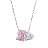 [Polaidi Jewelry ]Dazzling Square & Heart Shape Necklace