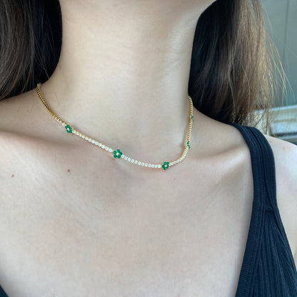 [Polaidi Jewelry]Luxurious Colorful Flower Tennis Necklace