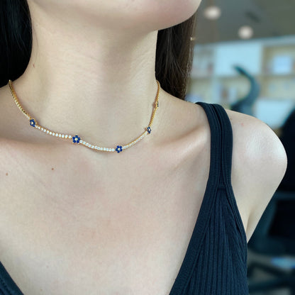 [Polaidi Jewelry]Luxurious Colorful Flower Tennis Necklace