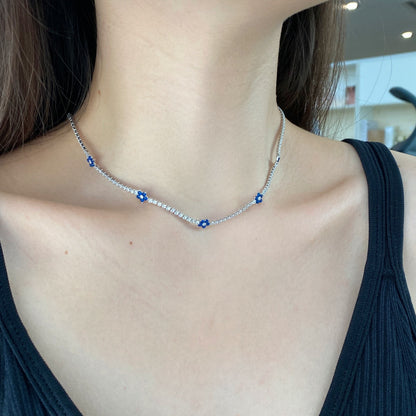 [Polaidi Jewelry]Luxurious Colorful Flower Tennis Necklace