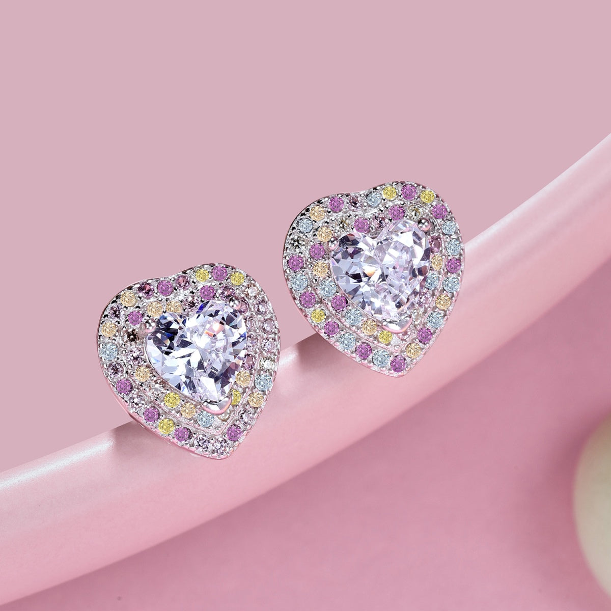 [Polaidi Jewelry]Dazzling Heart Shape Lover Earrings