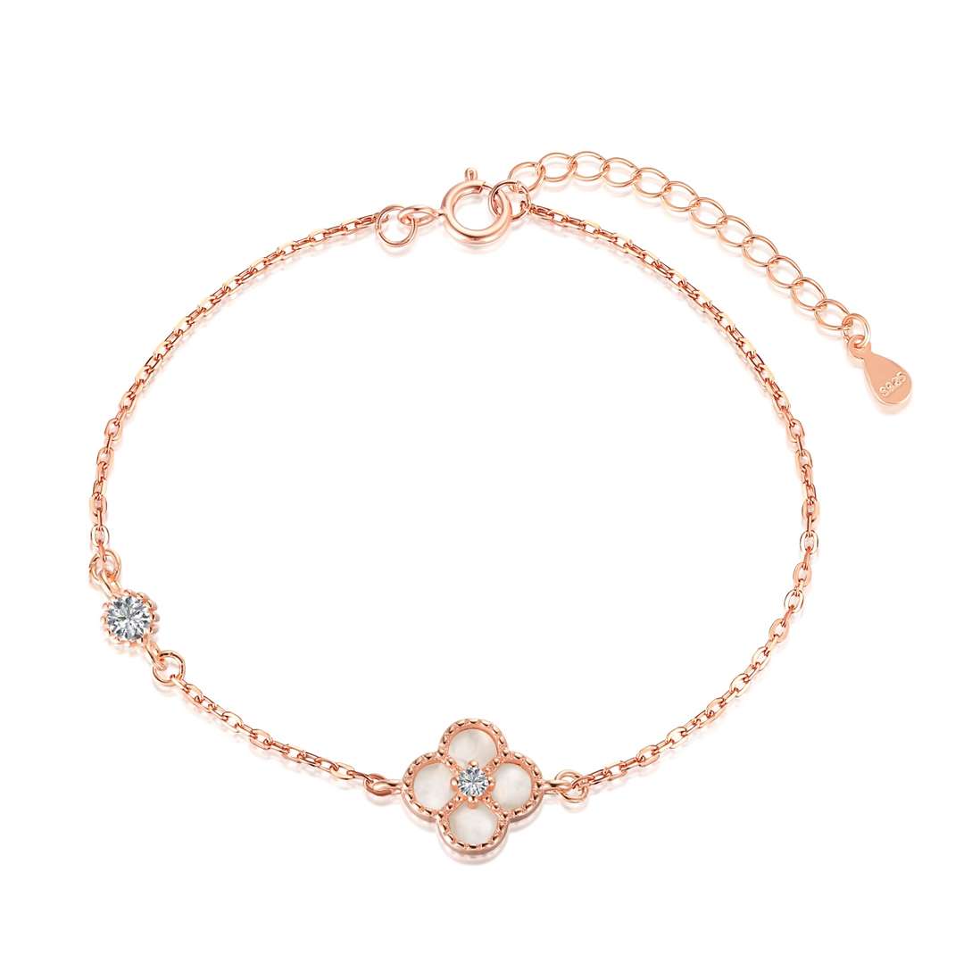 [Polaidi Jewelry]Delicate Four Leaf Clover Bracelet