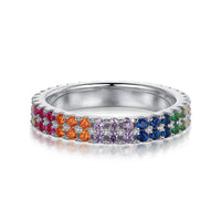 [Polaidi Jewelry ]Unique Colorful Round Cut Tennis Ring