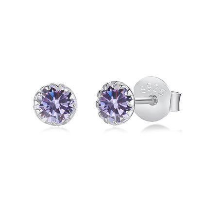 [Polaidi Jewelry]Sparkling Colorful Round Shape Earrings