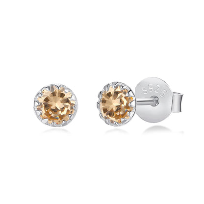 [Polaidi Jewelry]Sparkling Colorful Round Shape Earrings