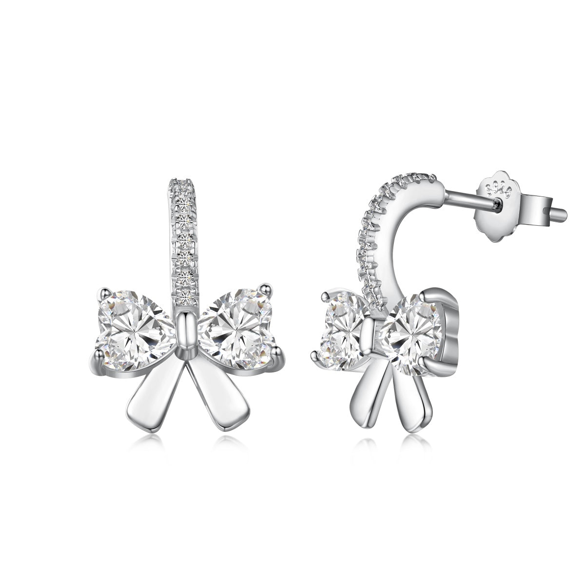 [Polaidi Jewelry]Exquisite Earrings With Heart-Shaped Bow Design
